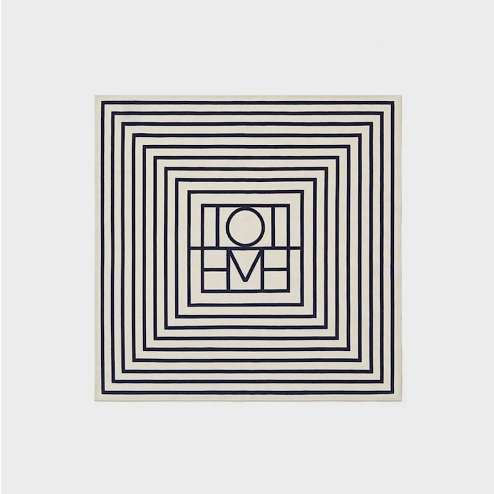 TOTEME SILK SIGNATURE MONOGRAM SQUARE SCARF SCANDI CHIC PREPPY Cream Creme